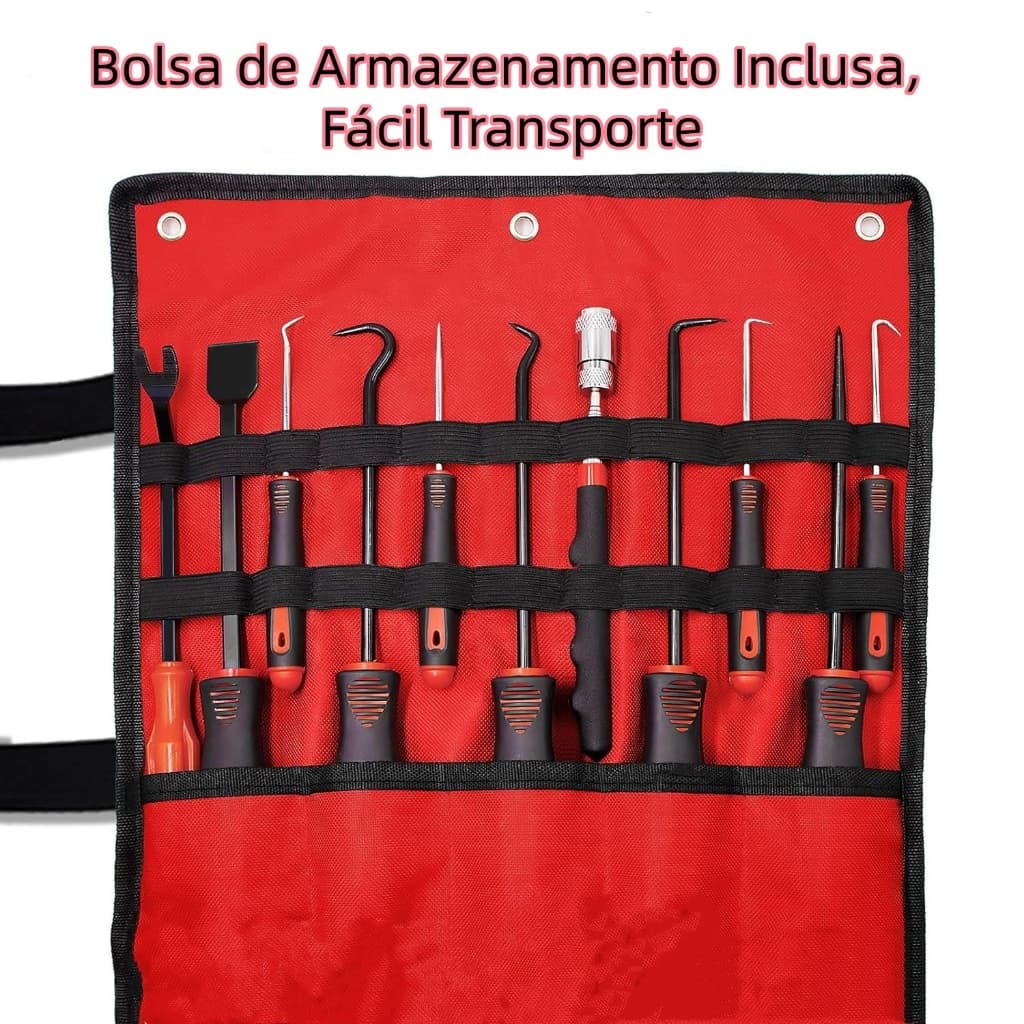 Kit 32 Peças Extrator de Ganchos com Luz LED Magnética Haste Extensível para Reparo Automotivo