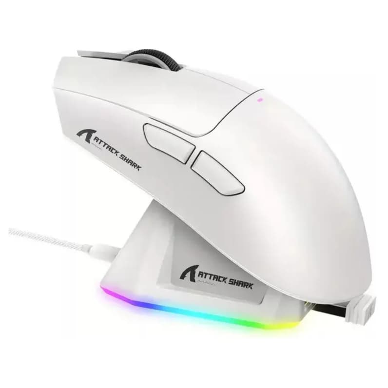 Mouse Gamer Attack Shark X11 Branco 22000 Dpi Usb Bluetooth