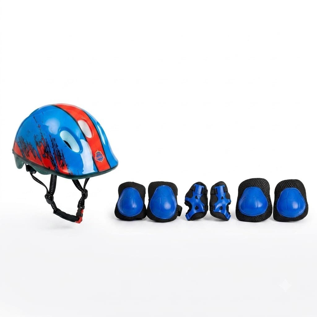 Kit Completo Protecao Infantil 7 Pecas Capacete Munhequeira Joelheira Cotoveleira Ajustavel Seguro Confortavel
