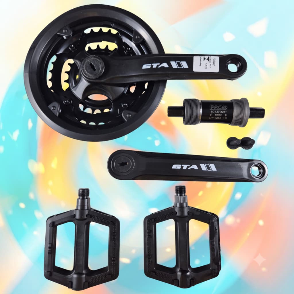 Kit Pedivela e Coroas Tripla Pedal Nylon Movimento Central Rolamento GTA Paco