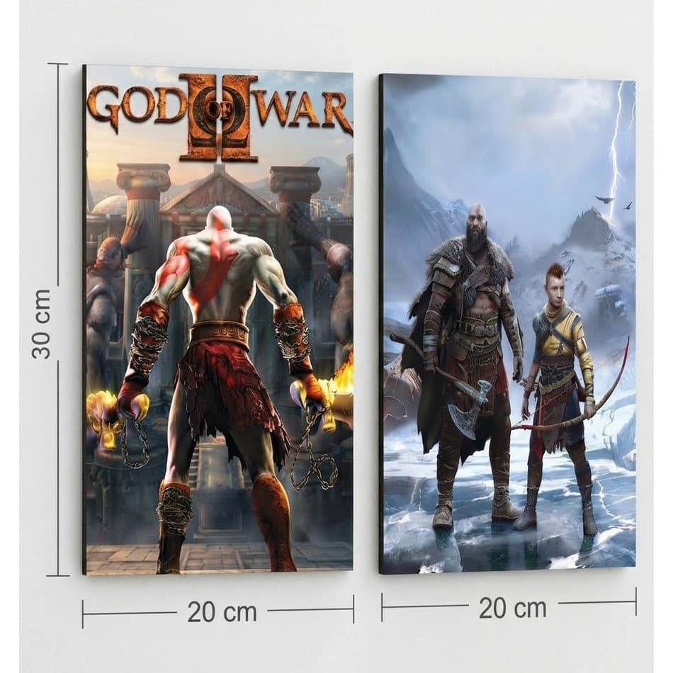 Kit Quadro Gamer HD Premium - God of War PS2 PS5 Kratos Atreus Ragnarok