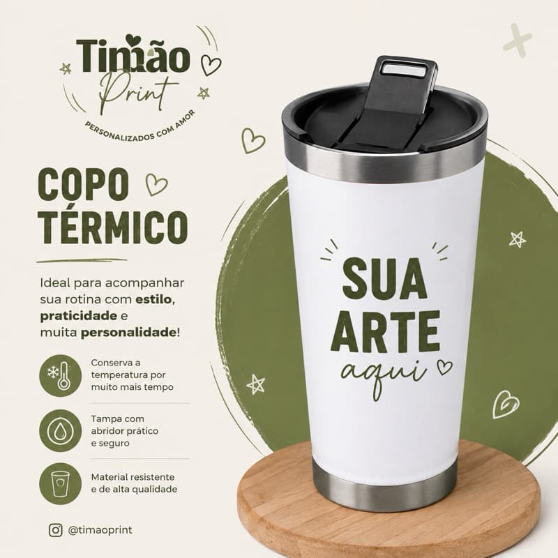 Copo Térmico Personalizado | Sua Arte Aqui