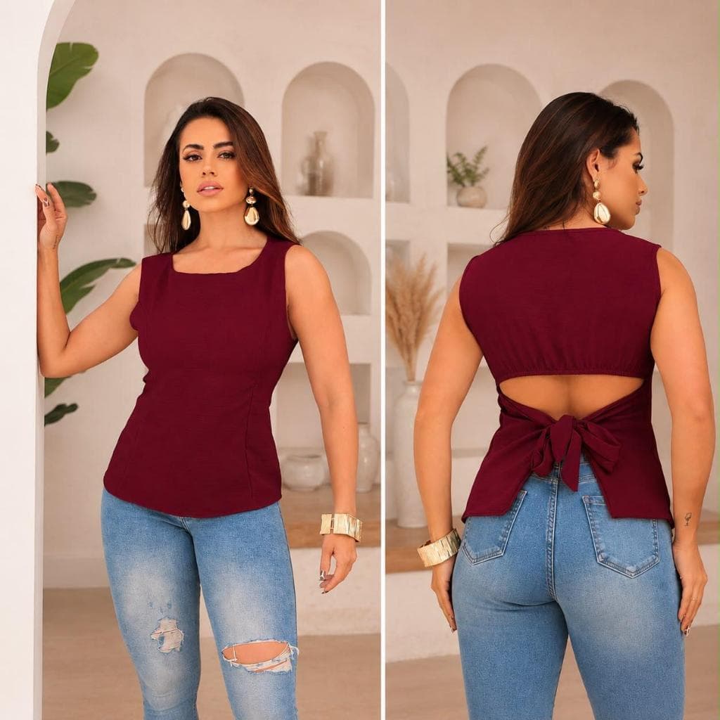BLUSA MARGARIDA FEMININA – TECIDO DUNA PREMIUM | VERÃO CASUAL | AMARRAÇÃO NAS COSTAS