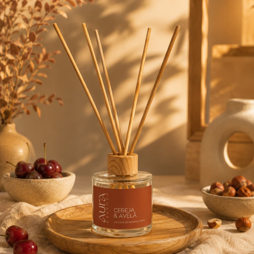 Difusor de Aromas 100ml frasco de vidro | Aromatizador de Ambiente Premium com Varetas | Perfume para Casa