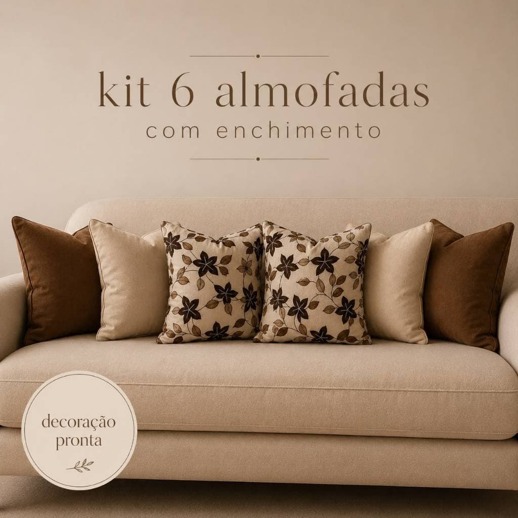 KIT c\6 ALMOFADAS DECORATIVAS CHEIAS | ALMOFADAS COM ENCHIMENTO E CAPAS COM ZÍPER | DECORAÇÃO LUXO PARA SALA SOFÁ QUARTO