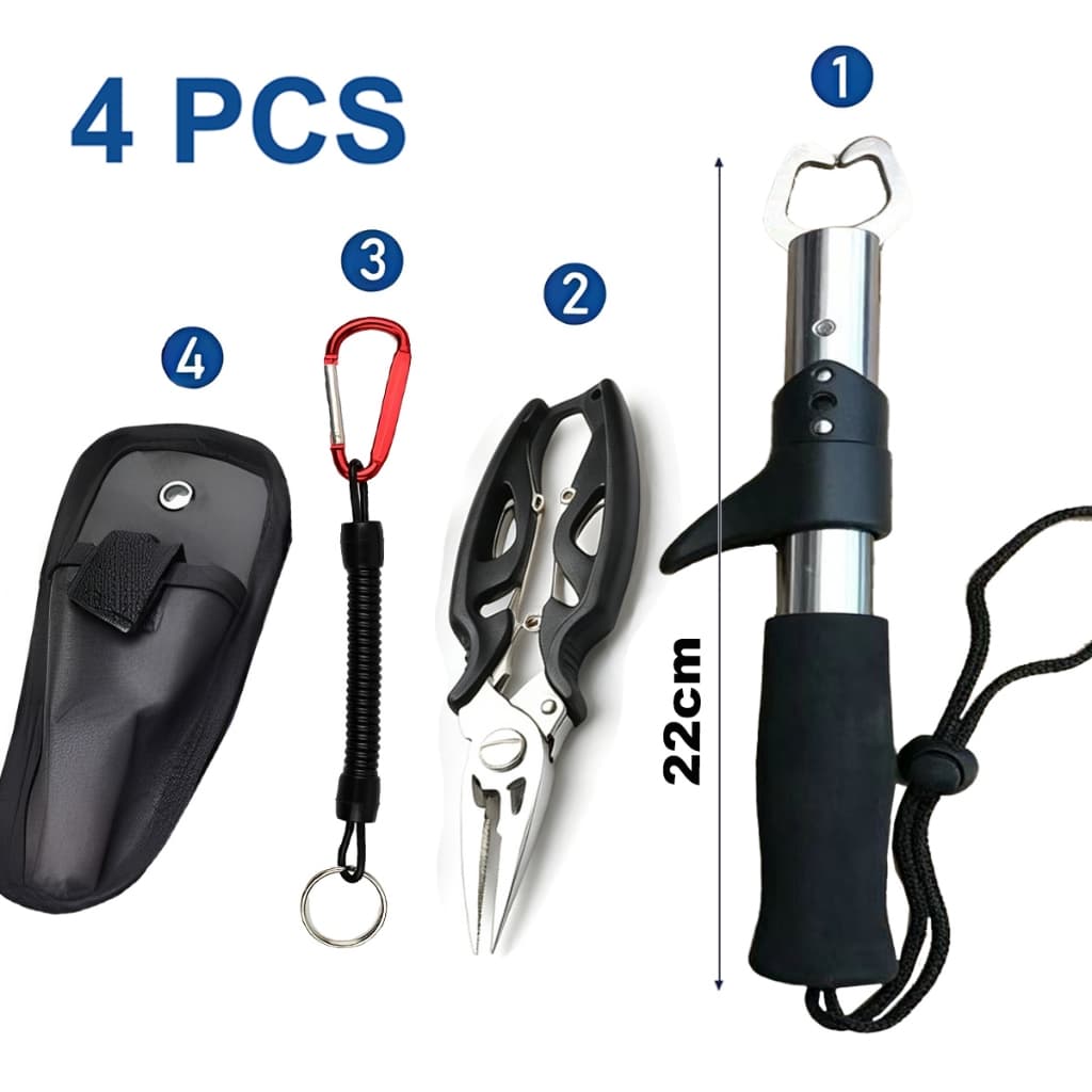 KIT 4/3 Pcs Alicate Pega Peixe Multiuso + Aperto Labial de Peixe Acessórios para Pesca Esportiva