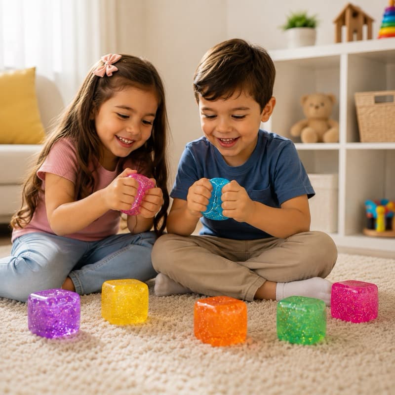 Cubo Squeeze Infantil Squishy Colorido Brinquedo Sensorial de Apertar Antiestresse Para Crianças e Presentes