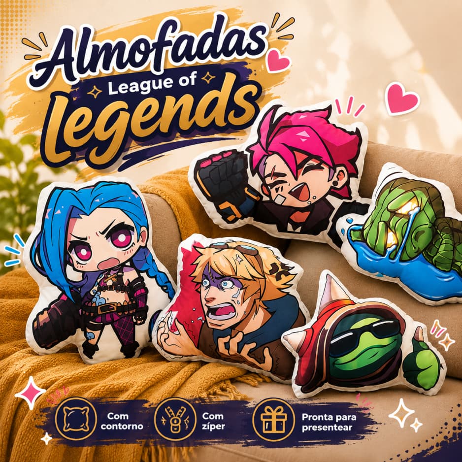 Almofada 3D Decorativa Gamer League of Legends(LOL) Estampa em Frente e Verso