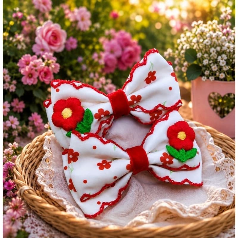 Parzinho de laços infantil flores/ par de laços florais infantis.