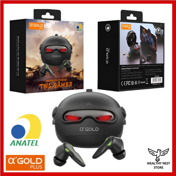 Fone De Ouvido Gamer Capacete Bluetooth Sem Fio Com Redução De Ruído TWS A'GOLD