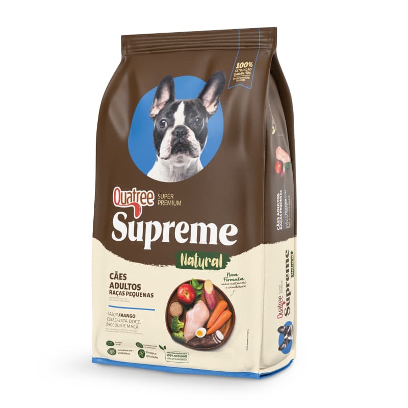 Ração Para Cachorro 1KG Alimento Quatree Supreme Adulto Raças Tamanho Pequeno Sabor Frango e Batata Doce