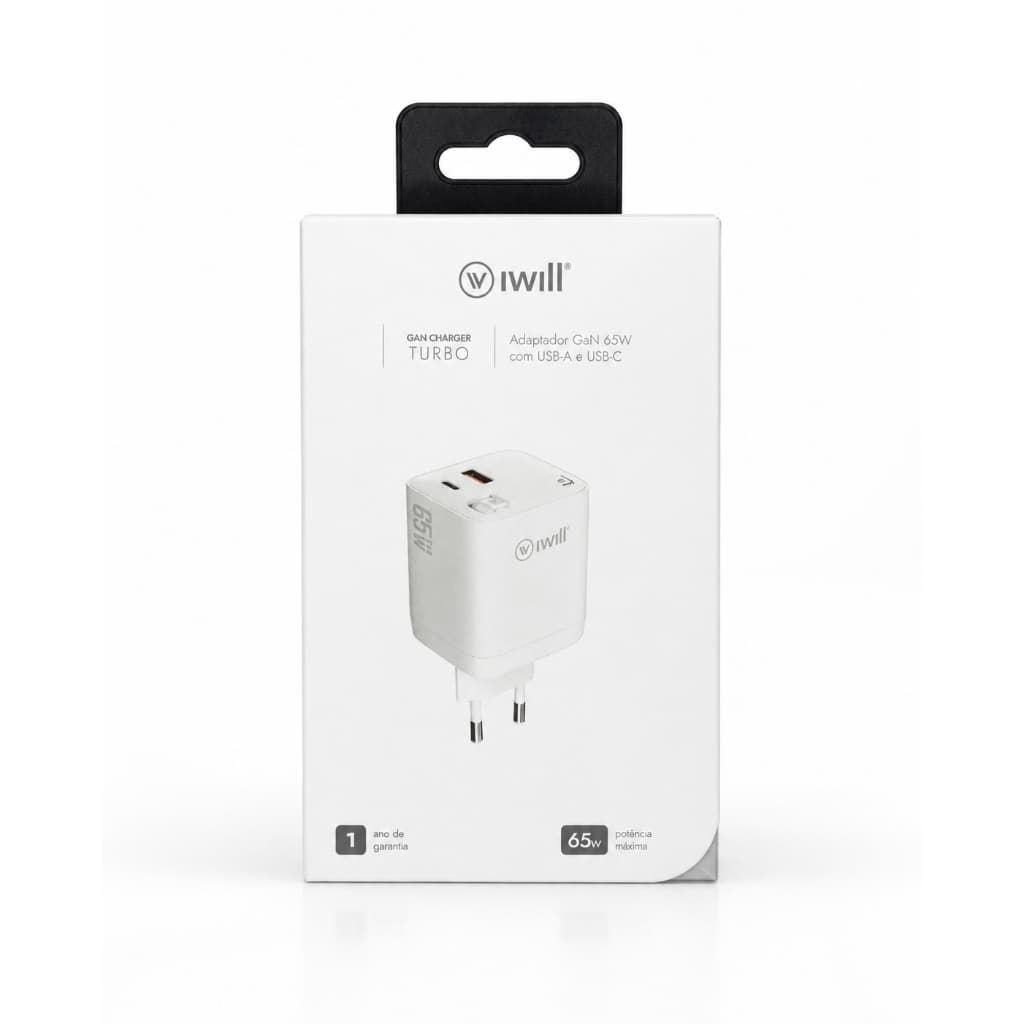 Carregador Retrátil GaN 65W Branco | Home Charger