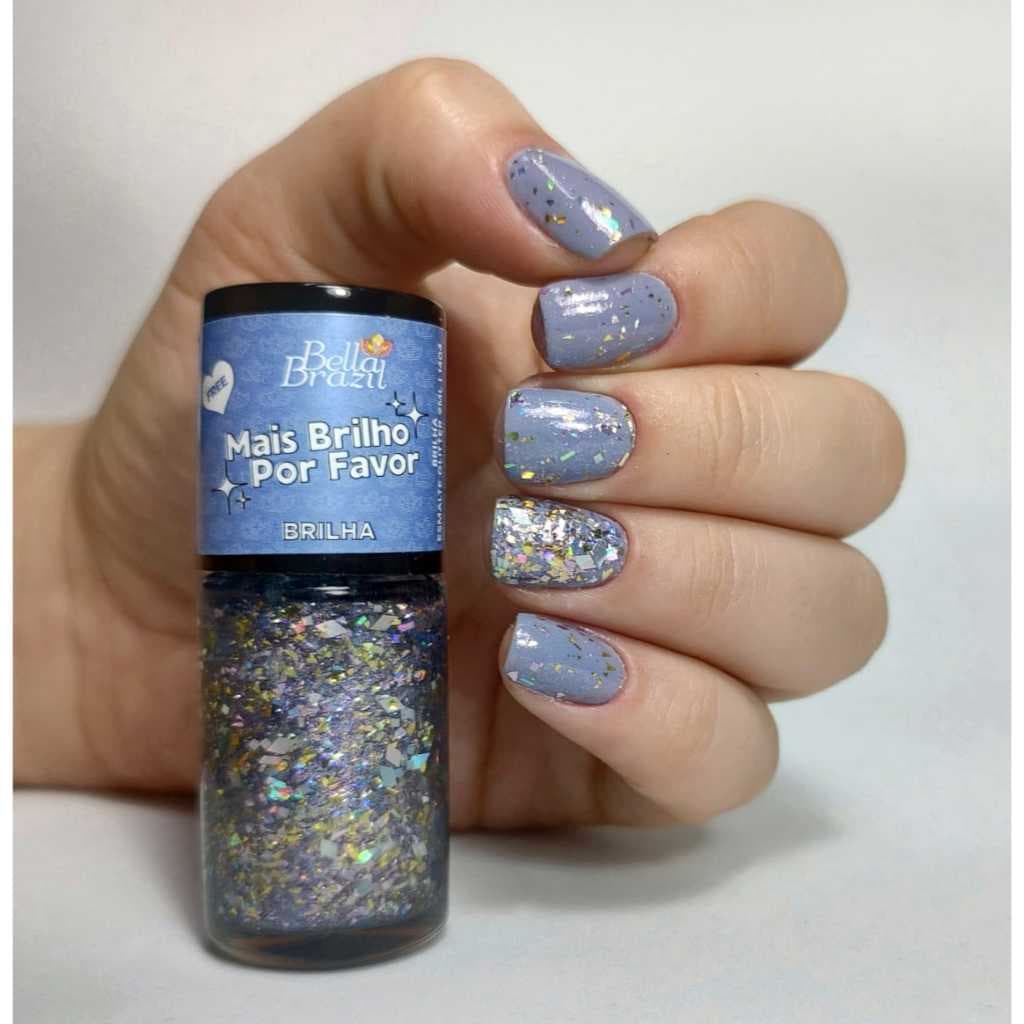 Esmalte Glitter e Cintilante Bella Brazil 9ml FREE – Sem Cabine, Secagem Natural