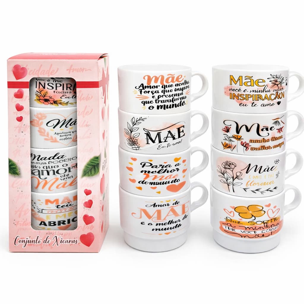 Canecas Acrílicas 200ml Kit 4 8 ou 12 Unidades para Café Chá Cozinha