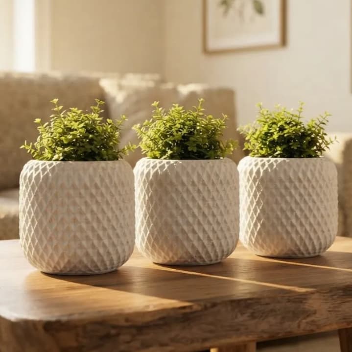 Vaso Rendado Planta Artificial 4 Unidades Com Planta e Sem