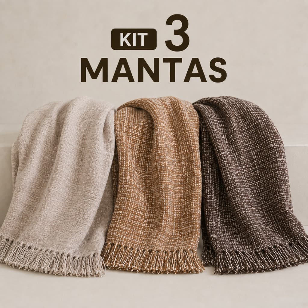 Kit 3 Mantas Para Sofá Cama Gigante 2,20x1,50 Protege e Decora sua Sala