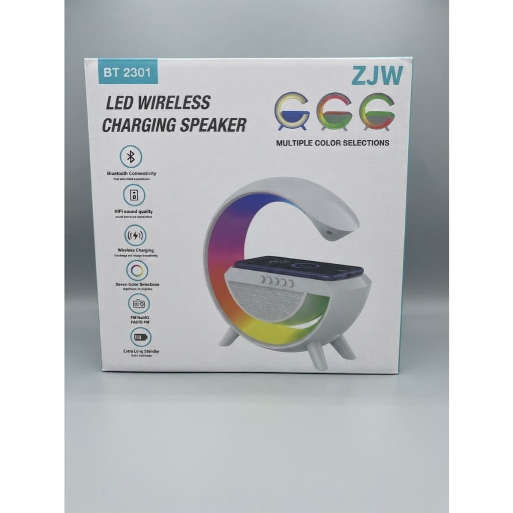 Lâmpada de Mesa Inteligente RGB Branco - Luzes LED, Bluetooth, Carregamento Sem Fio