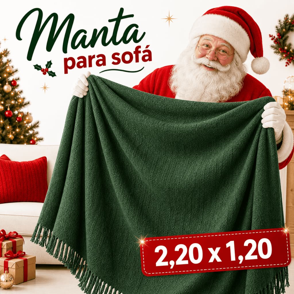 Manta 2,20x1,20 Natal Gigante 100% Algodão Protetor Decoração de Natal