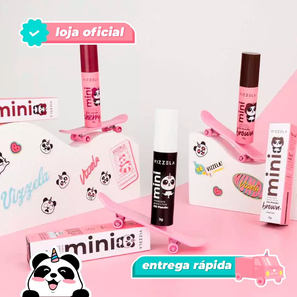 Kit 3 Mini Máscaras Cílios No Panda Volume Definição Vegano Original Vizzela
