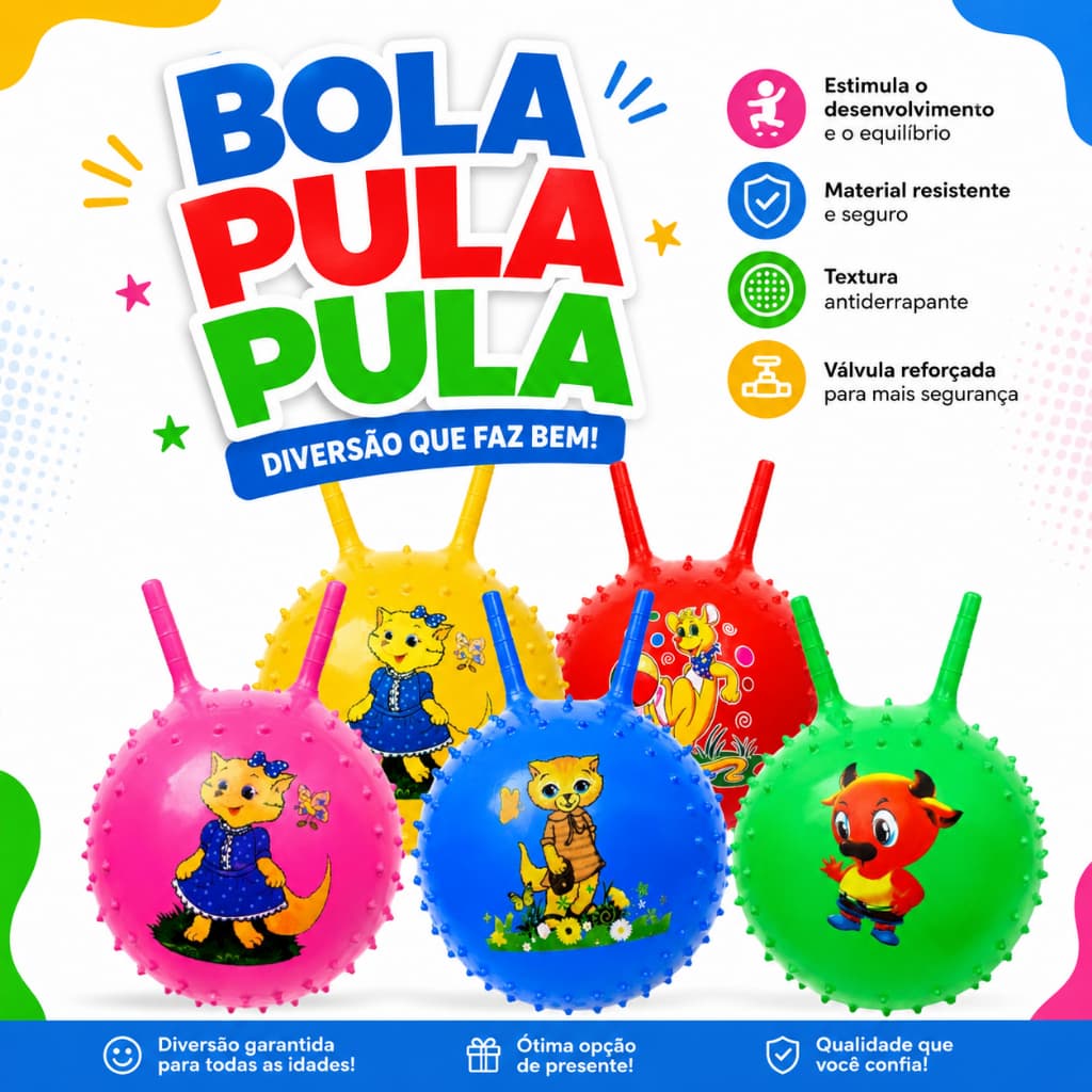 Brinquedo Inflável Bola Pula Pula com Cravos Sortida PVC/Vinil Cores Modelos Infantil +3 Anos