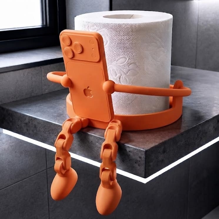 Porta Papel Higiênico Criativo Porta Celular Boneco Articulado Decorativo Banheiro