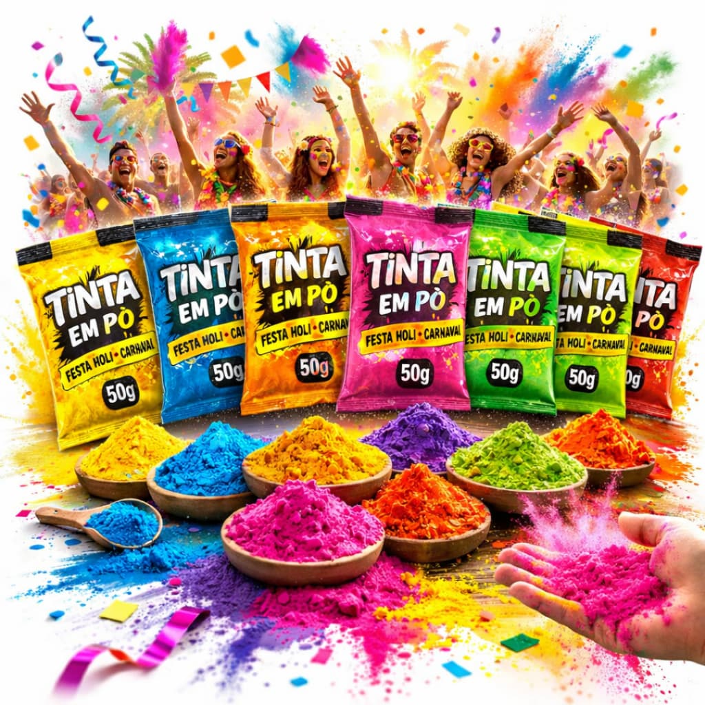 Kit Tinta Em Pó 50 Gramas - Holi Party Festas das Cores Primavera