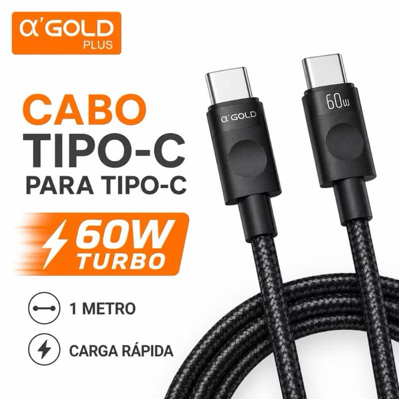 Cabo Tipo C - Tipo C Turbo 60W Carregamento rápido original a’Gold CB-125