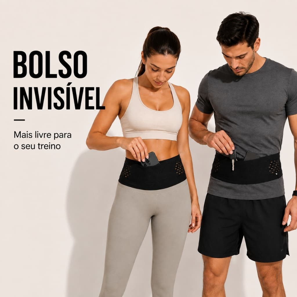 Pochete Esportiva Invisível para Corrida Porta Celular Faixa Elástica Respirável Unissex Academia Ciclismo Trilha
