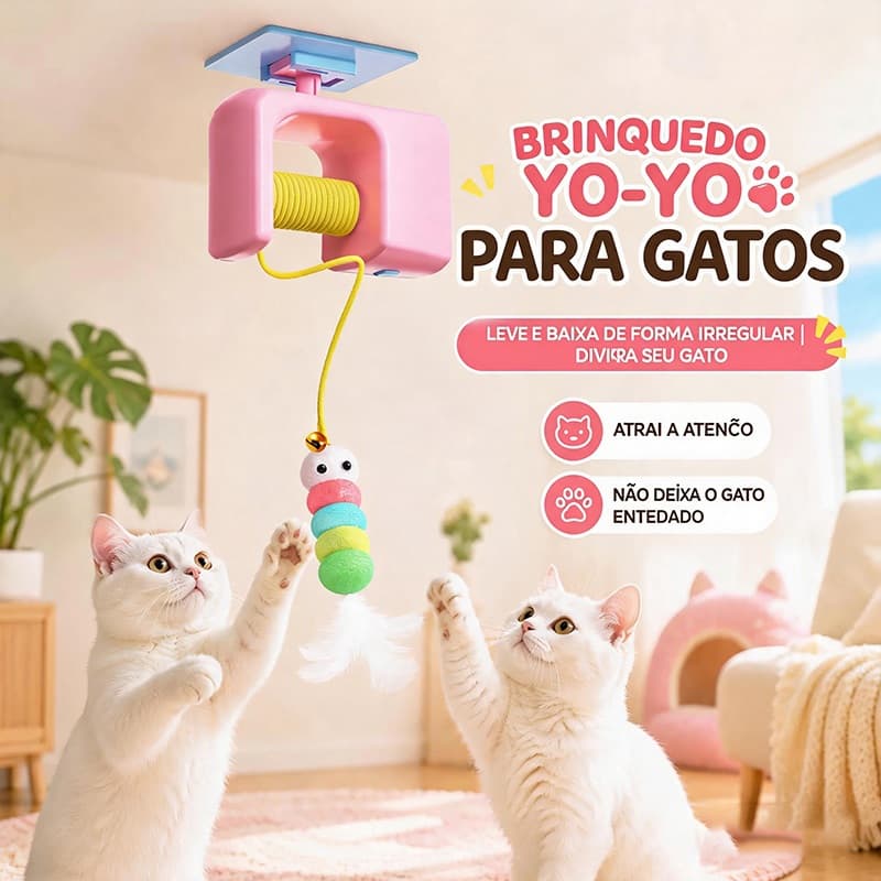 Brinquedo para Gatos Interativo Automático USB Recarregável + Corda Elástica Suspensa para Gatos Pet,Alívio do Tédio