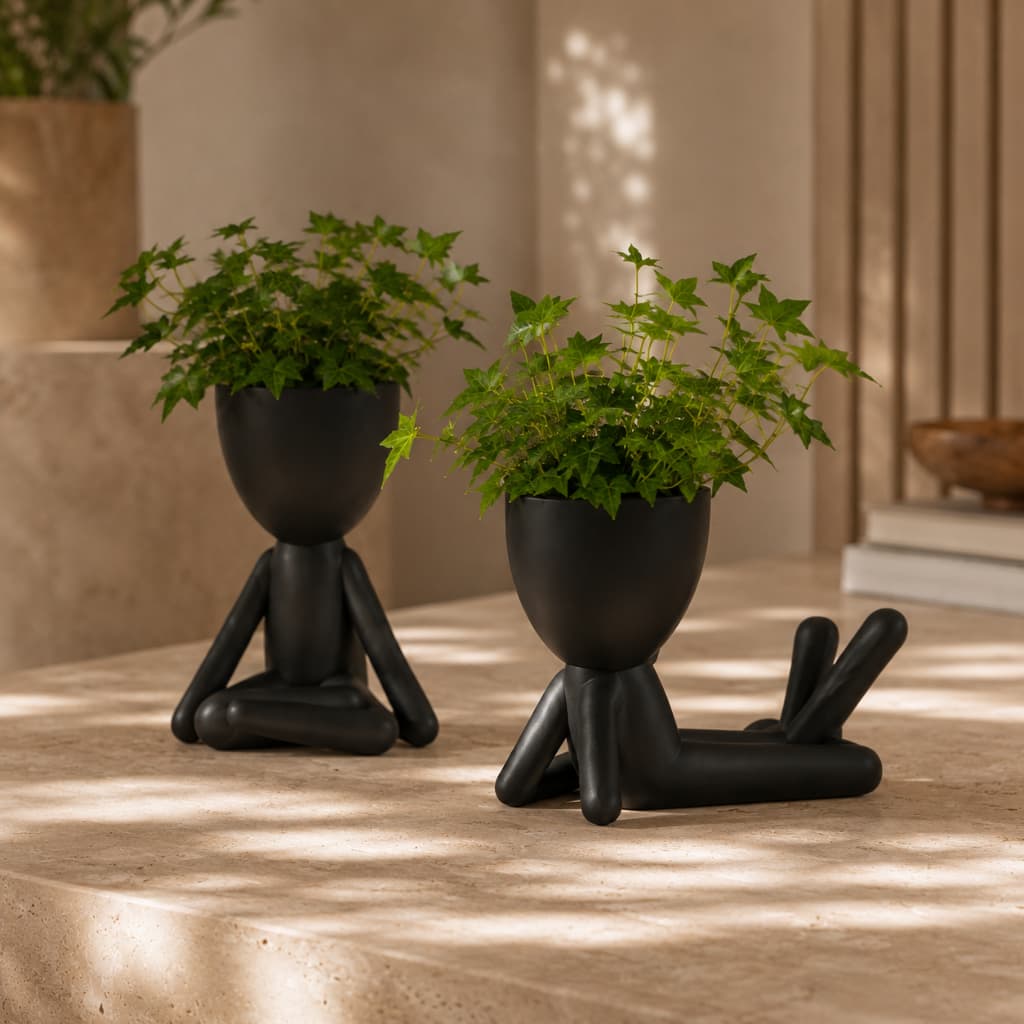 Kit 2 Vasos Robert Plant Decorativos para Plantas Suculentas Jardim Sala Escritório
