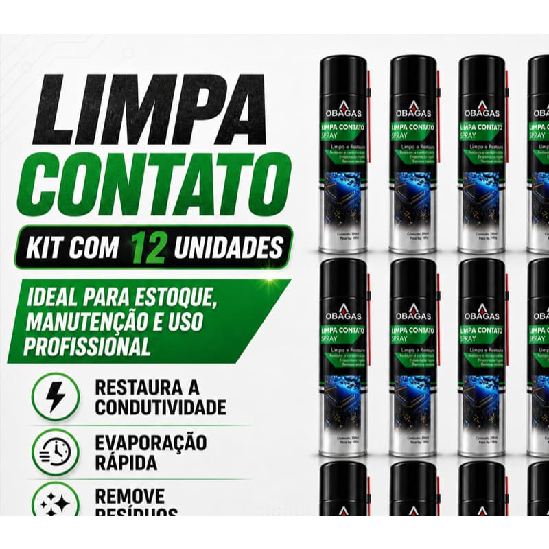 KIT 12 Limpa Contato 180g 350ml lta Eficiencia Conectores Elétricos, Placas Eletrônicas, Reles e Terminais, Painéis e C