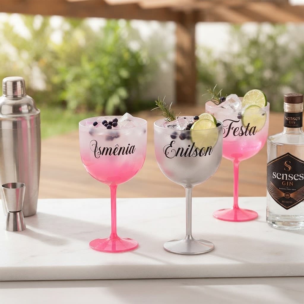 Kit 2 Taças de Gin Degradê Personalizadas | Nome e Tema à Sua Escolha para Festas e Casamentos