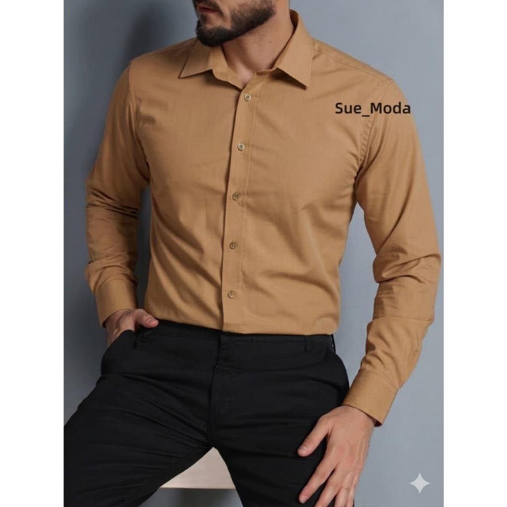 Camisa Social De Botao Masculina Manga Longa Tecido MicroFibra Silm Fit Cor Novo