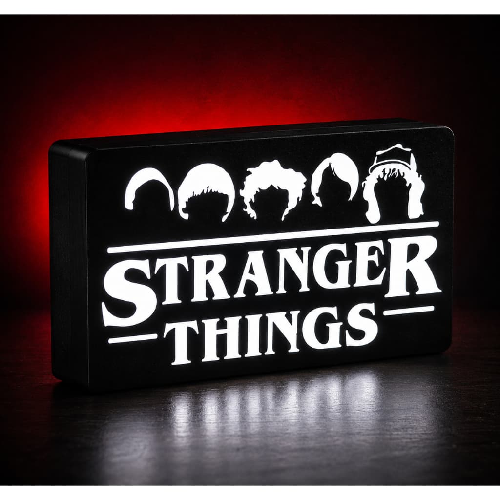Luminária Abajur LED de Mesa Stranger Things Placa Luminosa Decoração Geek Quarto Gamer Setup Presente Criativo