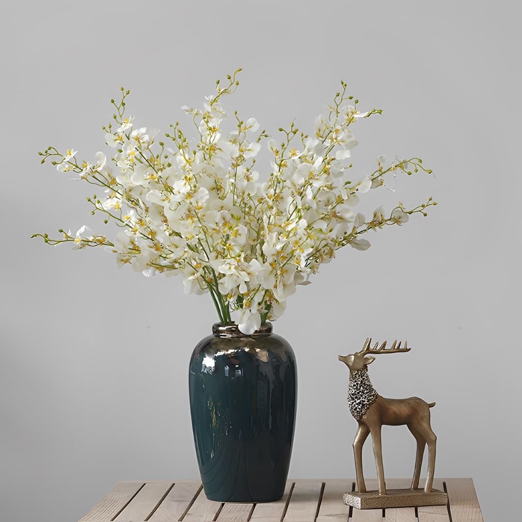 Kit10 Buquê De Ramos Orquídea Artificial Amarelo Flores Arranjos Artificial Decoração Da Casa RZF011