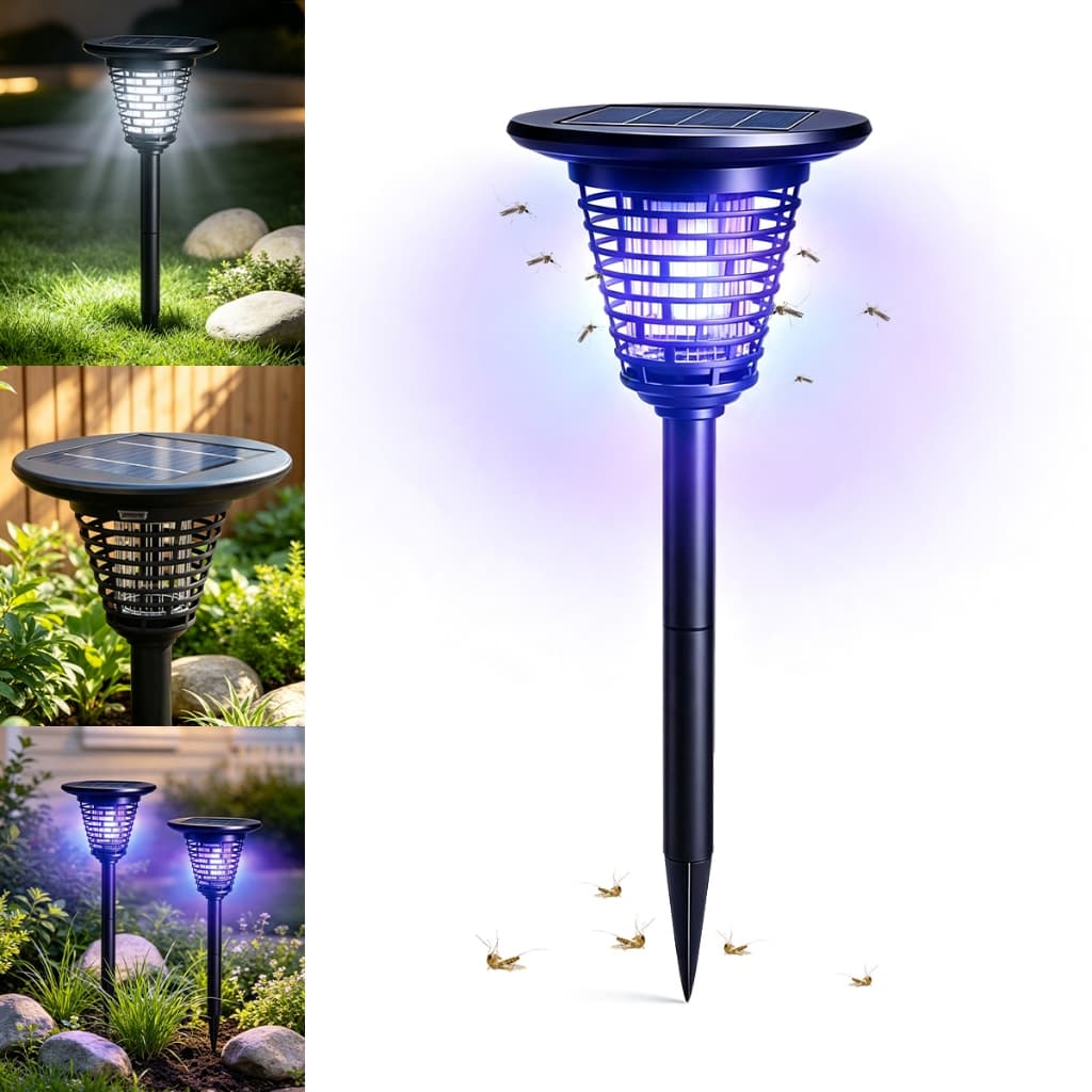 Lâmpada Solar Mata Mosquitos Led Jardim Área Externa