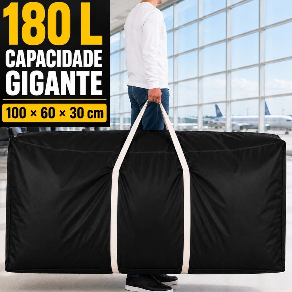 Sacolão Extra Grande 180 Litros 100x60x30 Bolsa Viagem Gigante Enorme Sacola Reforçada Mudança Sacoleira Compras LeBag