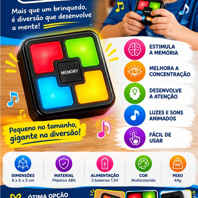 Jogo Memoria Infantil Eletronico Luz Som Desafio Interativo Multicolorido Educativo