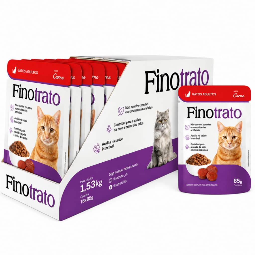 Sachê Finotrato Gatos Adultos Carne Caixa 18x85g