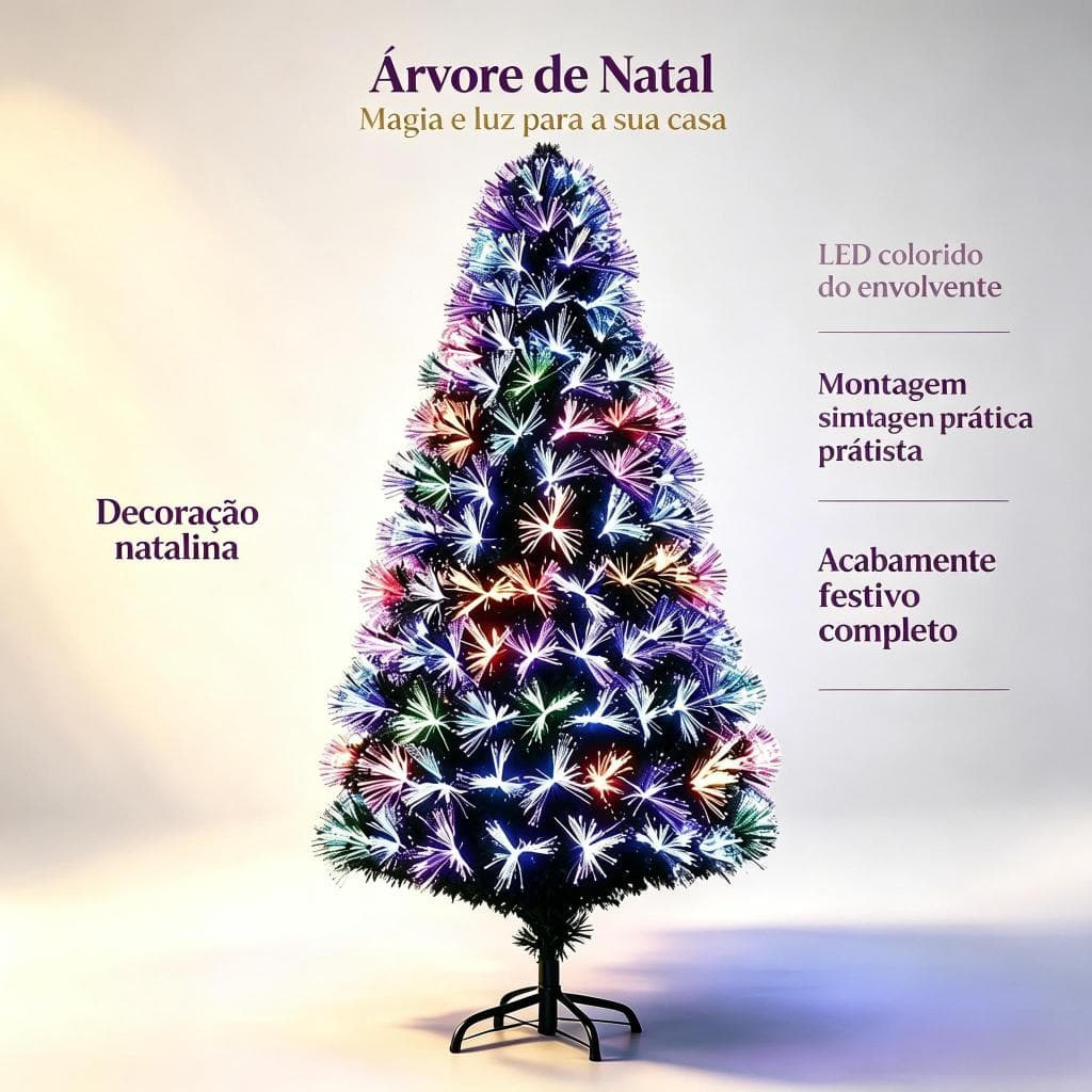 Árvore de natal fibra ótica Bivolt 90cm/120cm/150cm/180cm decoração de natal enfeites de natal
