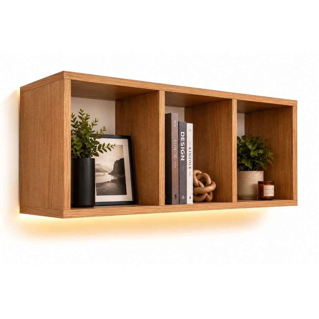 Prateleira Nicho de Parede 3 Nichos Madeira 100% MDF Estante Suspensa Decorativa para Sala Quarto Escritório Banheiro