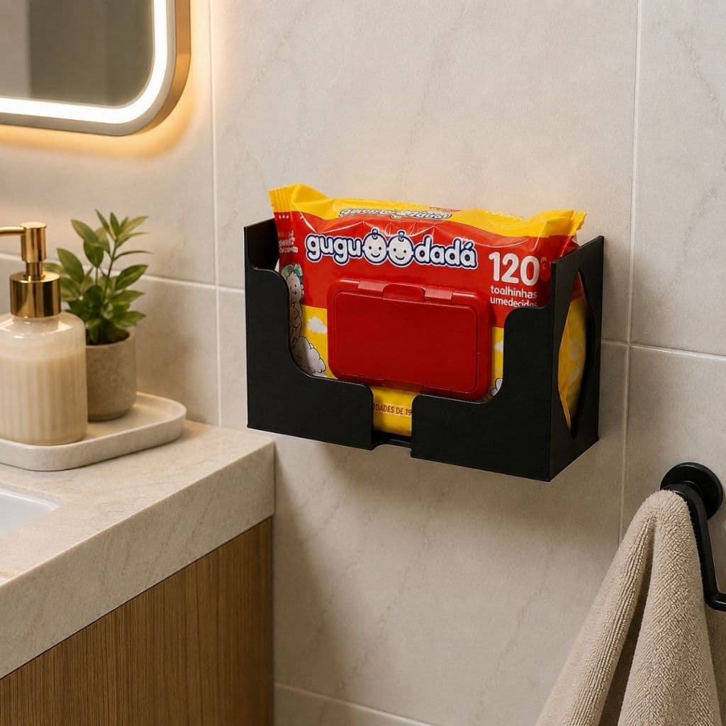 Porta Lenço Umedecido de Parede Organizador para Banheiro Quarto Bebê Trocador