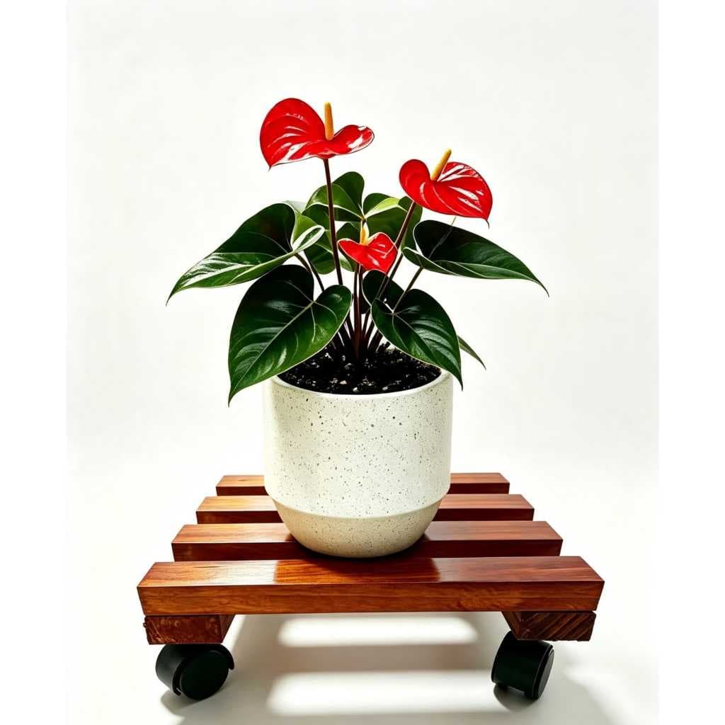Suporte para Vasos com Rodinhas 360° Madeira Reforçada para Plantas e Flores