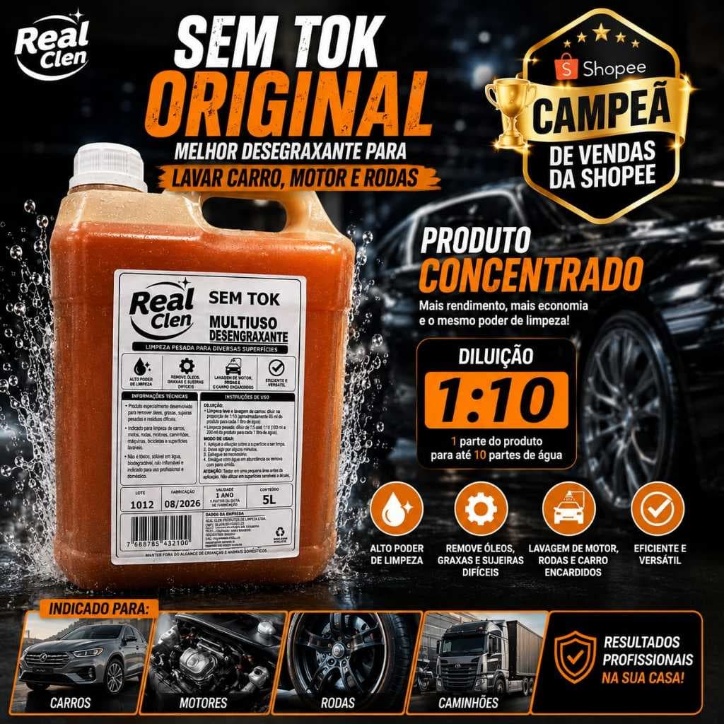 Sem Tok Original Desengraxante Shampoo Desincrustante ideal para lava rapido e Lavagem Automotiva