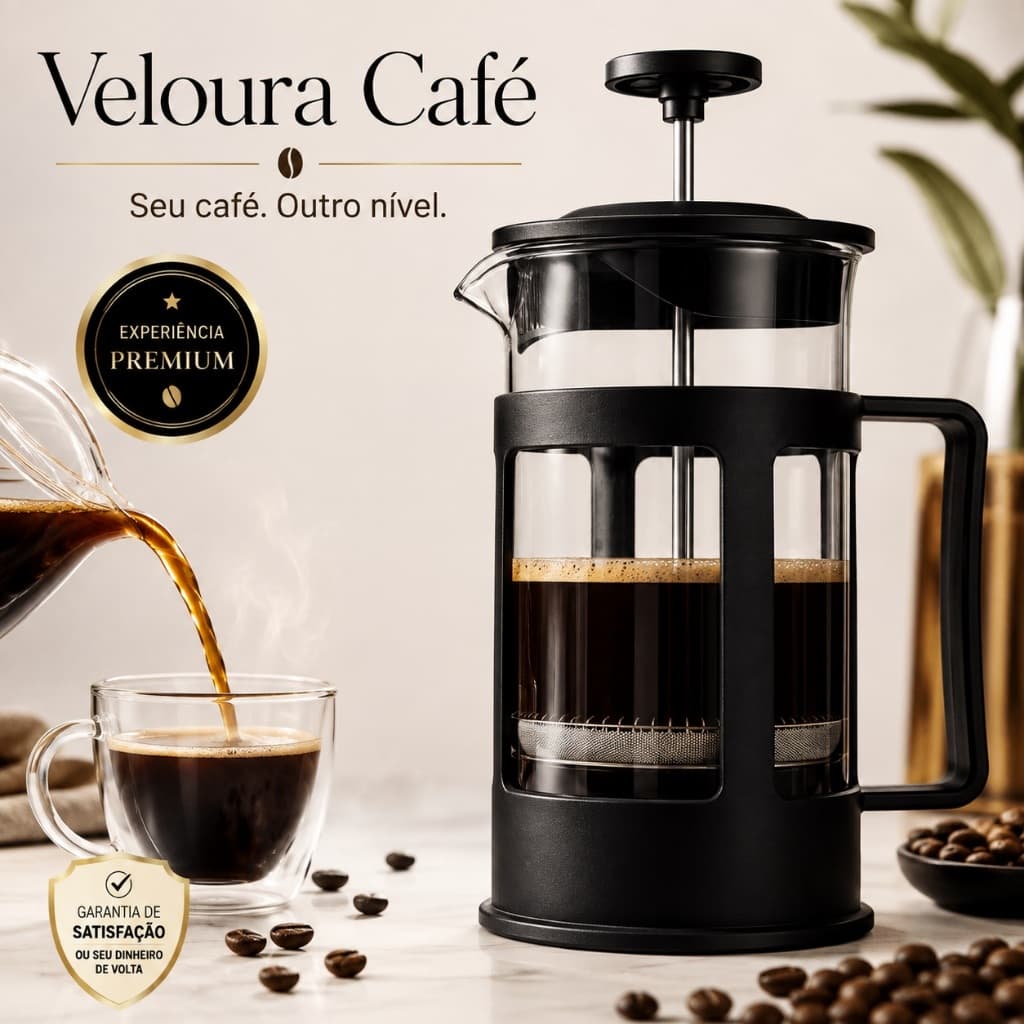 Cafeteira Francesa 600ml Preta Prensa Francesa com Êmbolo para Café