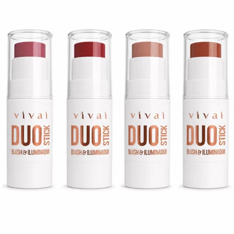 Vivai Duo Stick Blush e Iluminador Multifuncional (Rosto Olhos Boca) - Vivai