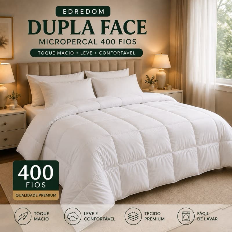 Edredom DUPLA FACE King Casal/Queen Solteiro Tecido SOFT FLEX 400 Fios Dupla Face Luxo HOTEL E POUSADA Premium