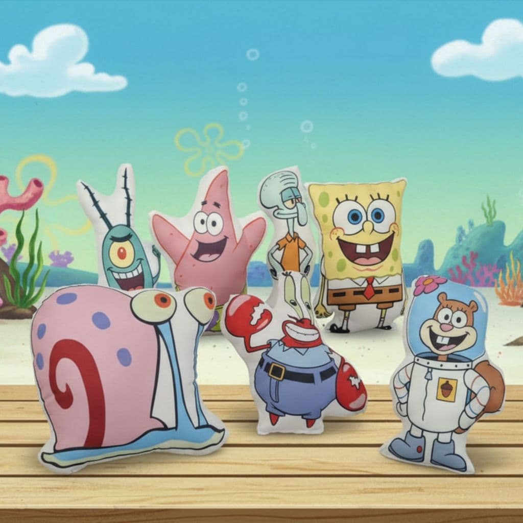 Kit Almofada Cheia 3D - Bob Sponja Patrick Lula Molusco e sua Turma Escolha seu Kit