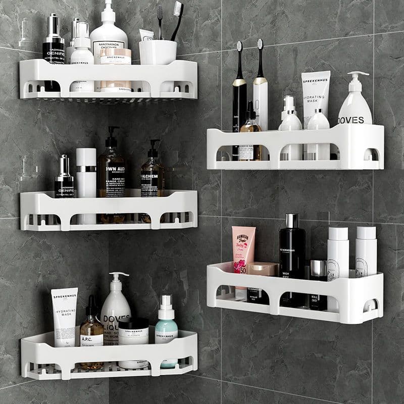 Suporte Organizador De Parede Plástico ABS Alta Resistência e Adesivo Para Shampoo Banheiro Cozinha