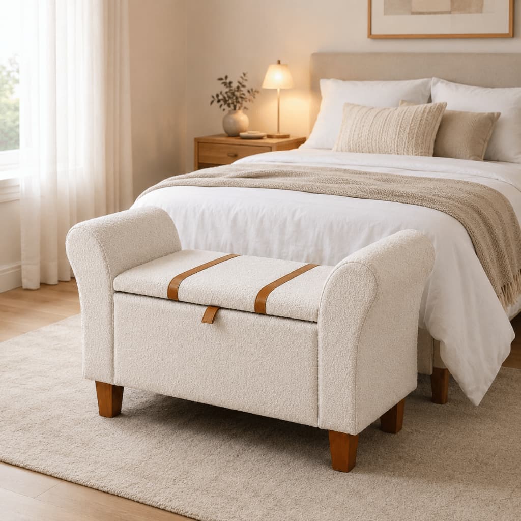 Bau Recamier Solteiro Monaco 90 Boucle Para Quarto Sala Sapateiro Organizador Armazenar